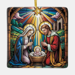 Nativity Stained Glass Art – Holy Family Christmas Keramikornament