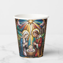 Nativity Stained Glass Art – Holy Family Christmas Pappbecher