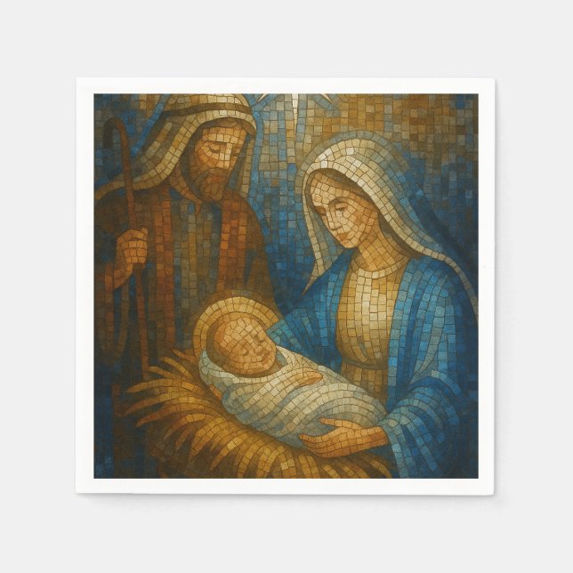 Nativity Stained Glass Mosaic | Holy Family  Serviette (Vorderseite)