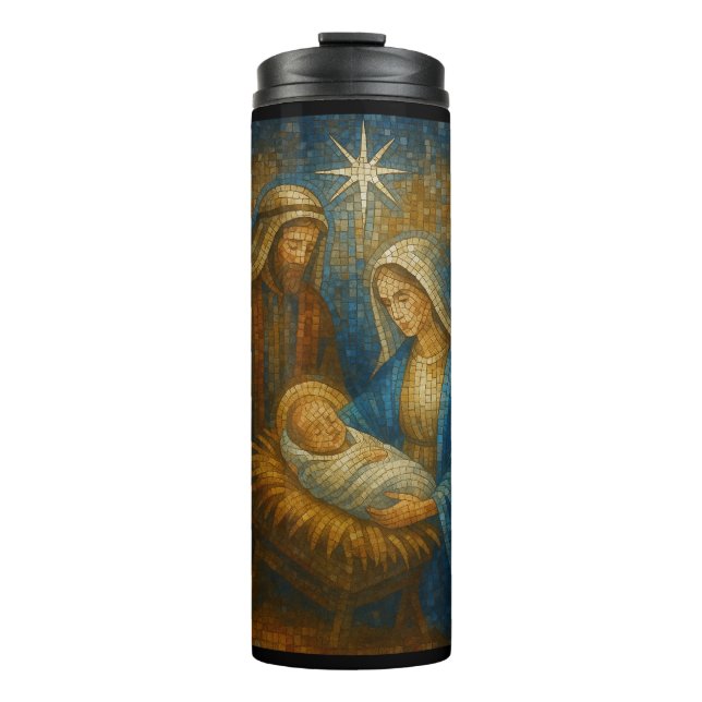 Nativity Stained Glass Mosaic | Holy Family  Thermosbecher (Vorderseite)