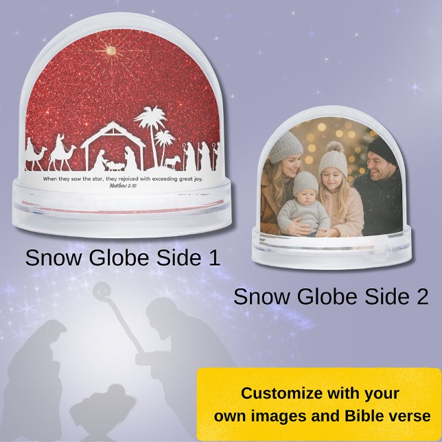 Nativity Star Christmas Bible Verse Schneekugeln (Matthew 2:10 Christmas snow globe)