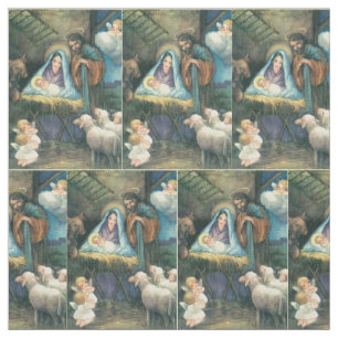 Nativity-Vintages Weihnachtsgewebe Stoff