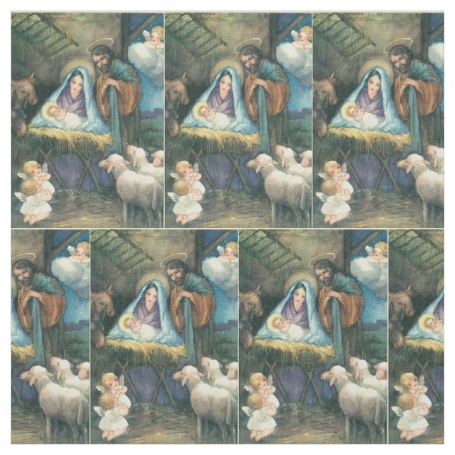 Nativity-Vintages Weihnachtsgewebe Stoff (Muster)