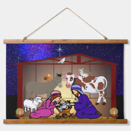 Nativity Wandteppich Mit Holzrahmen