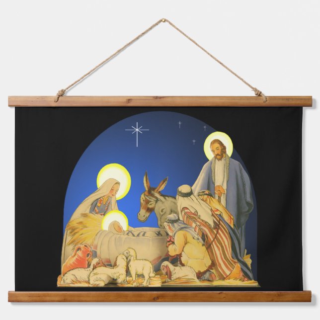 Nativity Wandteppich Mit Holzrahmen (Vorne)