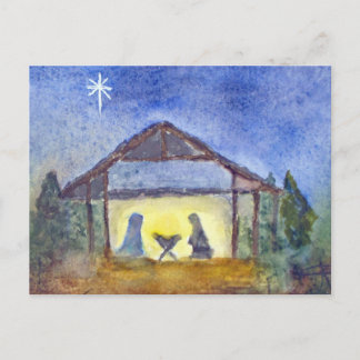 Nativity watercolor postkarte