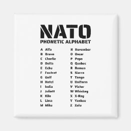 NATO-Aussprachealphabet Alfa Zulu Referenzkarte Magnet