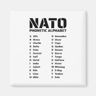 NATO-Aussprachealphabet Alfa Zulu Referenzkarte Magnet