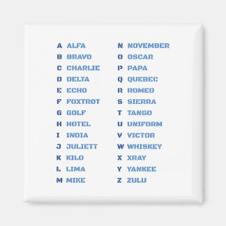 NATO-Buchstabenalphabet ALFA - ZULU Magnet