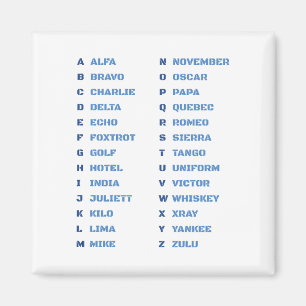 NATO-Buchstabenalphabet ALFA - ZULU Magnet