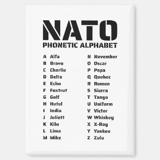NATO-Buchstabenalphabet-Tabelle Magnet