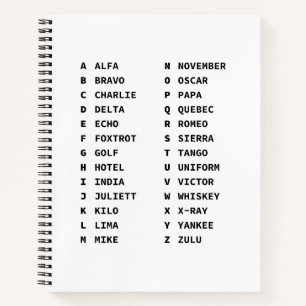 NATO-Buchstabiertafel  Notizbuch