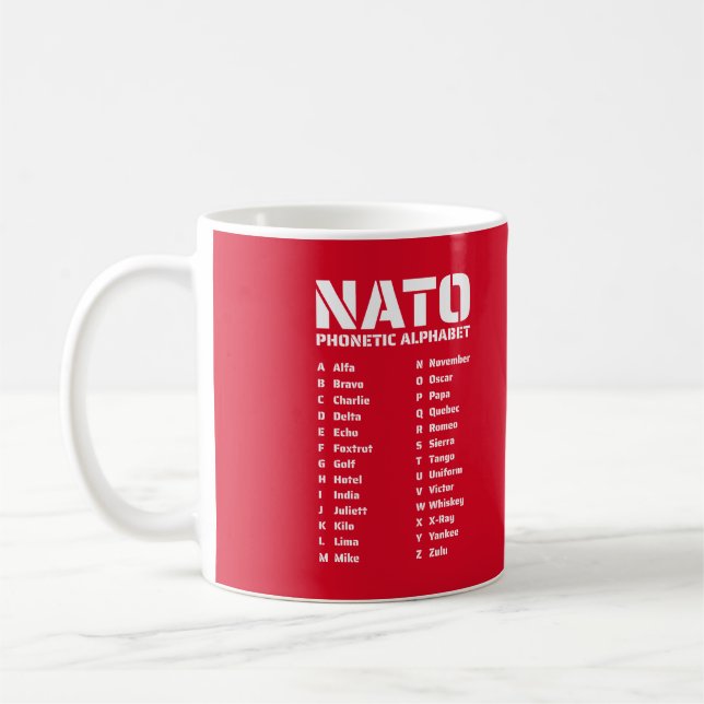 NATO Phonetic Alphabet Kanada Kaffeetasse (Links)