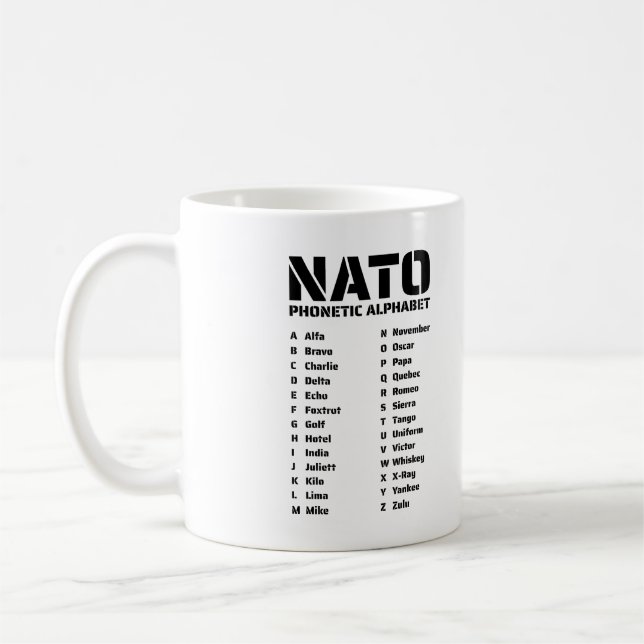 NATO Phonetic Alphabet Kanada Kaffeetasse (Links)