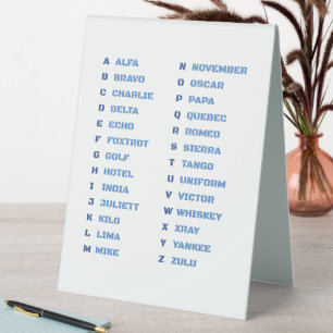 NATO Phonetische Alphabet A-Z Militärische Kommuni Tischaufsteller