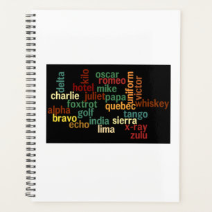 NATO Phonetisches Alphabet (dunkler Hintergrund) Planer