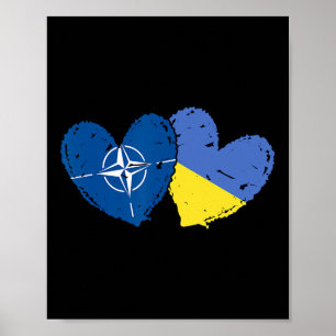 Nato Ukraine Herz Flaggen Otan Ukrainische Doppelf Poster