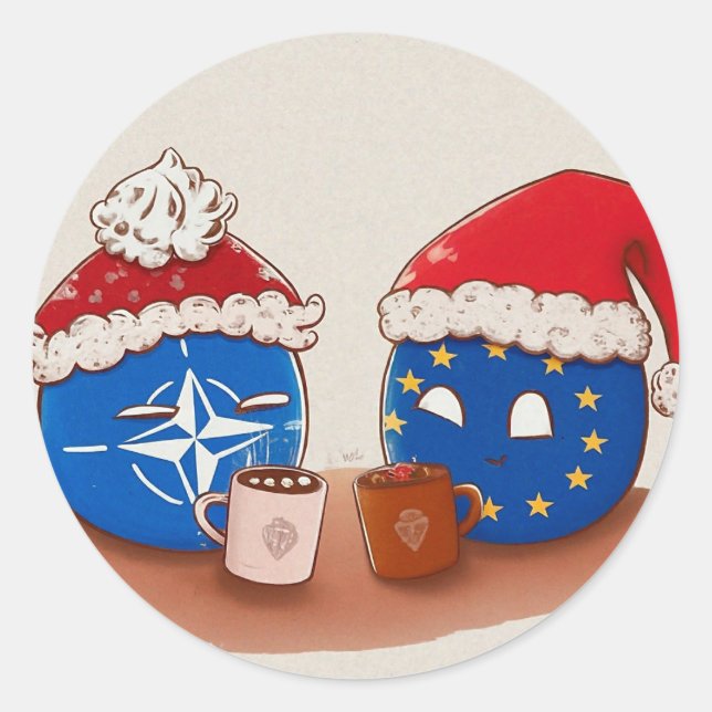 Nato und Europäische Gewerkschaft Hot Chocolate Runder Aufkleber (Vorderseite)