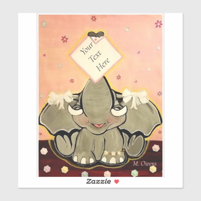 Natosha, l'éléphant Stickers Contour 8" x 8" (Feuille)