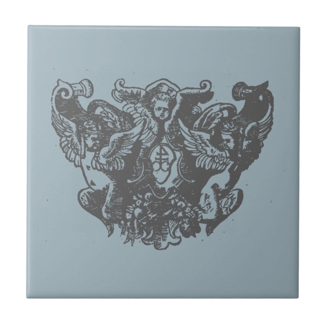 Nattier-blue Angels – Coat of arms – Emblem Fliese (Vorderseite)