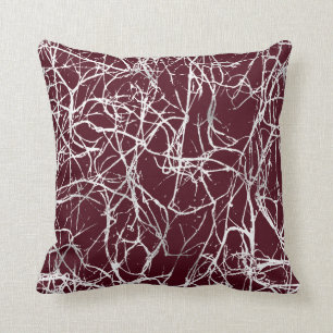 Natur Abstrakt Burgundy White Gray Nerves Venes Kissen