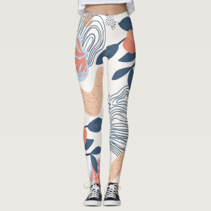 Natur Abstrakte Formen Nahtloses Muster Leggings