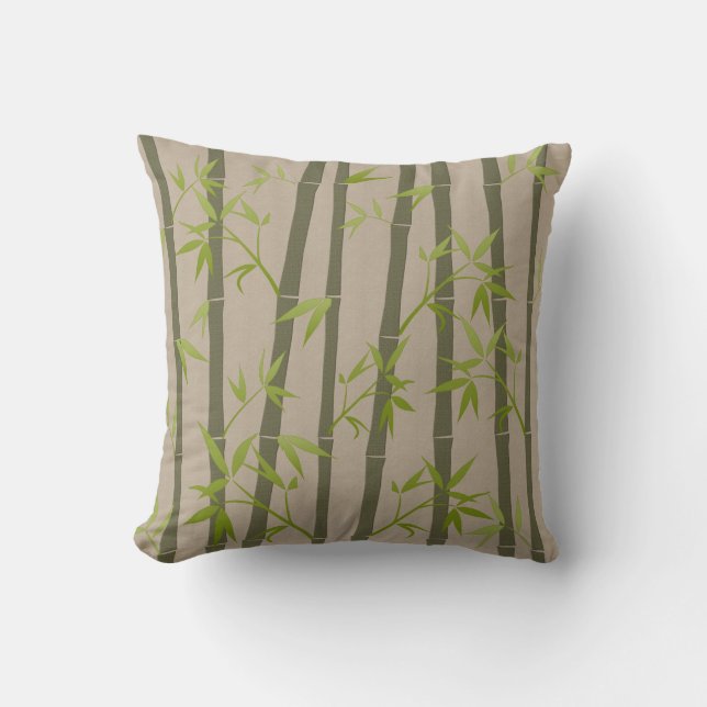 Natur Bambus Pflanze Linen Look Kissen (Vorderseite)