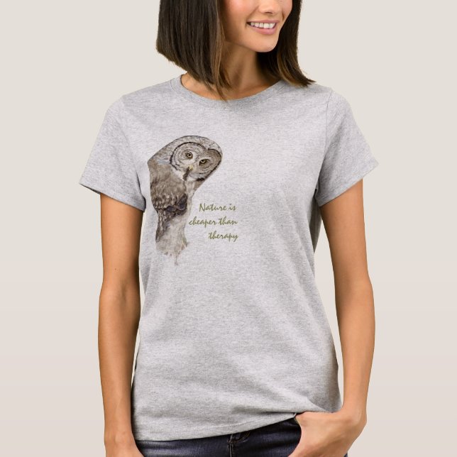 "Natur billiger als Therapie" Spaß Aquarelluppe T-Shirt (Vorderseite)