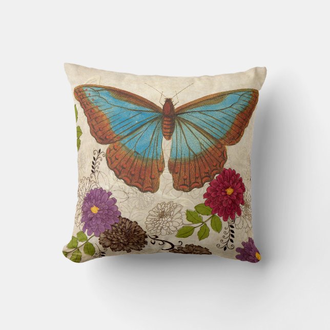 Natur-BlumenBlumen-Schmetterlingthrow-Kissen Kissen (Vorderseite)