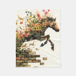Natur Botanisches Blumenhorse Jumping Fleecedecke