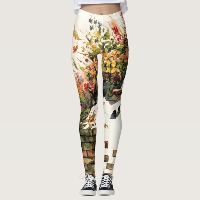 Natur Botanisches Blumenhorse Jumping Leggings (Vorderseite)