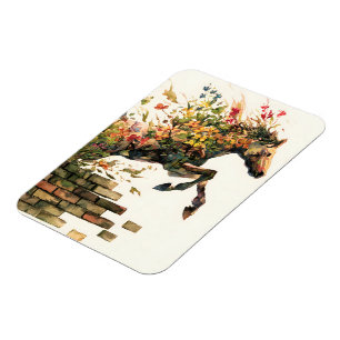 Natur Botanisches Blumenhorse Jumping Magnet