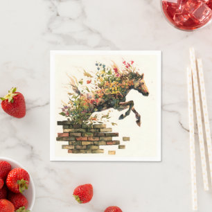Natur Botanisches Blumenhorse Jumping Serviette