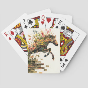 Natur Botanisches Blumenhorse Jumping Spielkarten