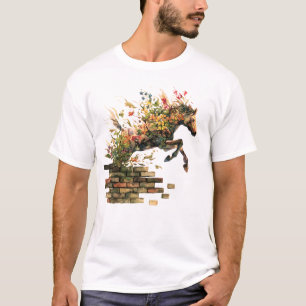 Natur Botanisches Blumenhorse Jumping T-Shirt