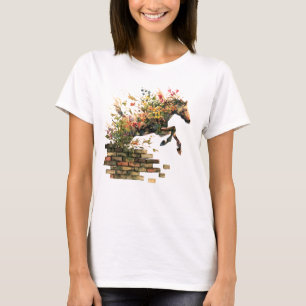 Natur Botanisches Blumenhorse Jumping T-Shirt
