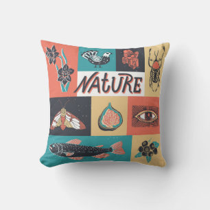 Natur-Elemente, Retro-Stil Icons. Kissen