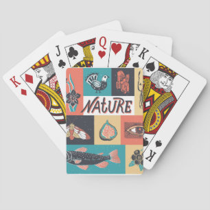 Natur-Elemente, Retro-Stil Icons. Spielkarten