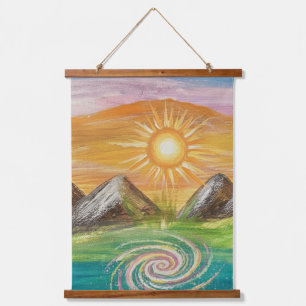 Natur-Energie-Wirbel  Wandteppich Mit Holzrahmen