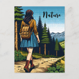 Natur | Frauen Wandern auf einem Pfad Postkarte