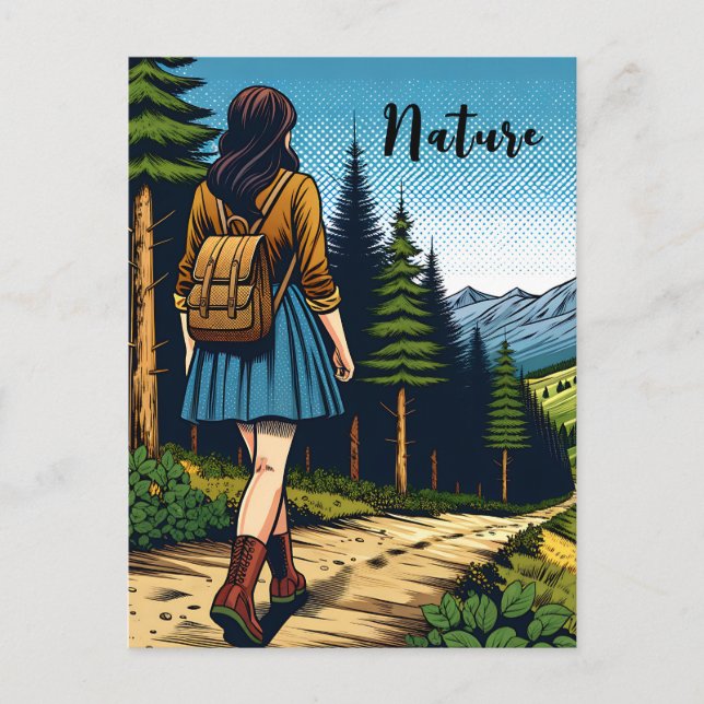 Natur | Frauen Wandern auf einem Pfad Postkarte (Vorderseite)