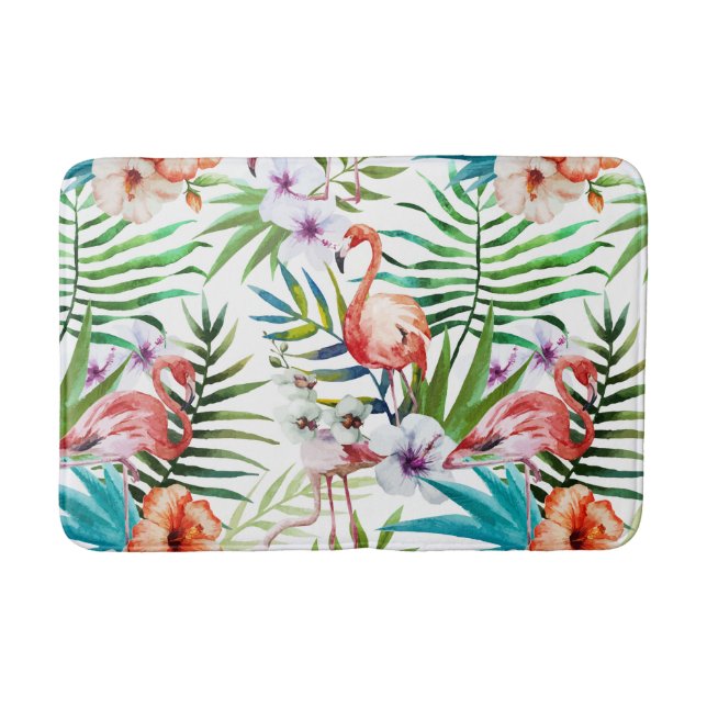 Natur-Gartenmuster des extravaganten Flamingos Badematte (Vorderseite)