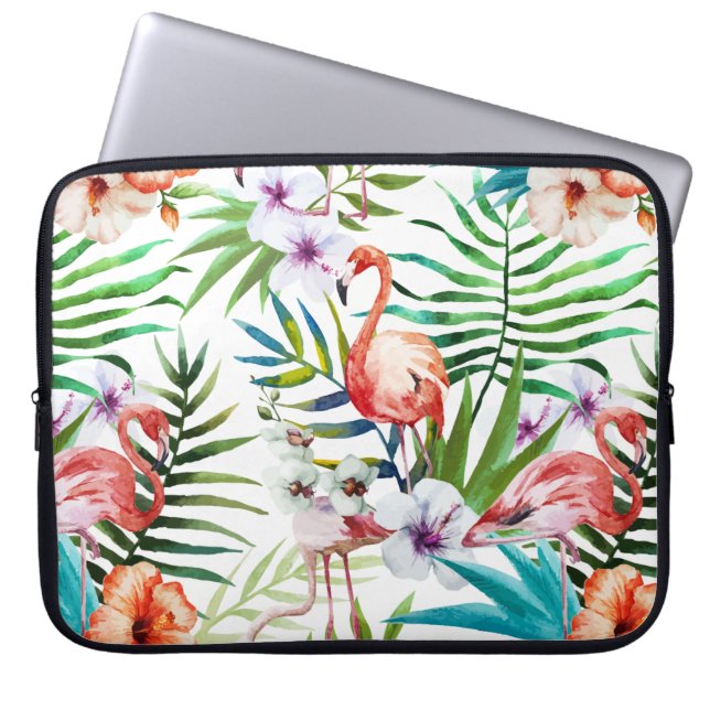 Natur-Gartenmuster des extravaganten Flamingos Laptopschutzhülle (Vorderseite)