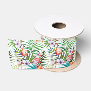Natur-Gartenmuster des extravaganten Flamingos Satinband