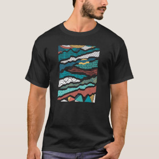 Natur-Gebirgsfluss-gemusterte Landschaftsgraphik T-Shirt