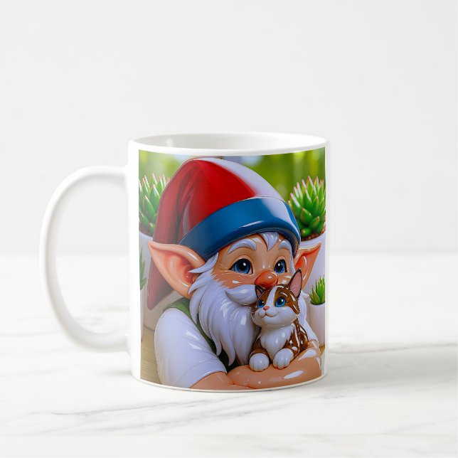 Natur-Gnom-Katze  Kaffeetasse (Links)