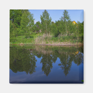 Natur Grüne Bäume Blauer See Fluss Weißrussland Magnet