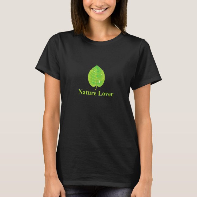 Natur  Grüne Blätter Wassertropfen T-Shirt (Vorderseite)