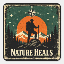 Natur heilt – Achtsames Outdoor-Wellness Quadratischer Aufkleber