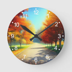 Natur Herbst Bäume Wald-58934 Runde Wanduhr